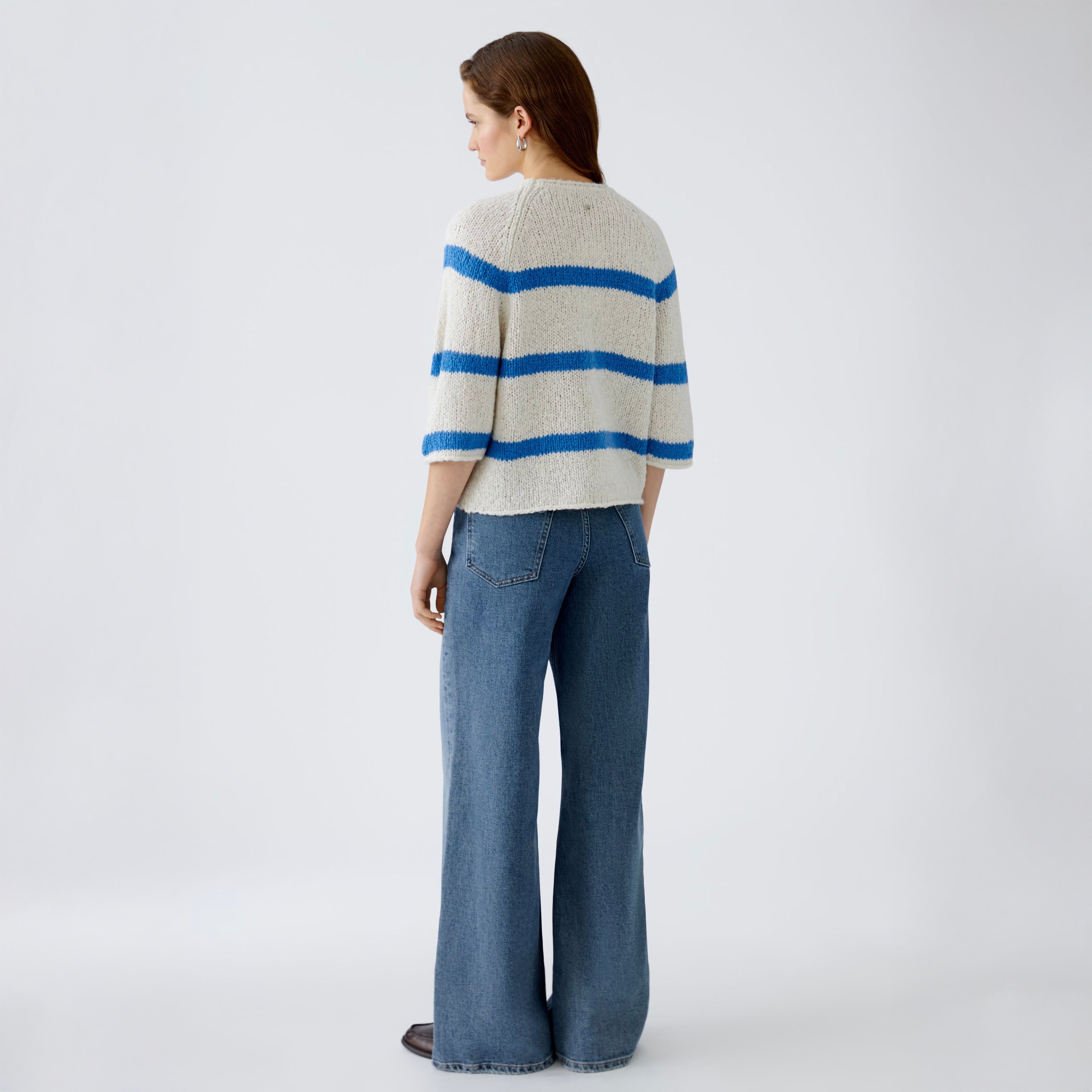 Wide Stripe Jumper - Off White / Blue