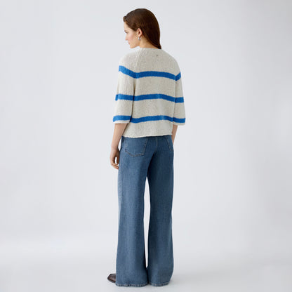 Wide Stripe Jumper - Off White / Blue