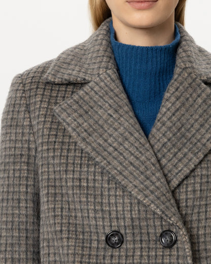 Wool Blend Check Jacket - Heather Grey