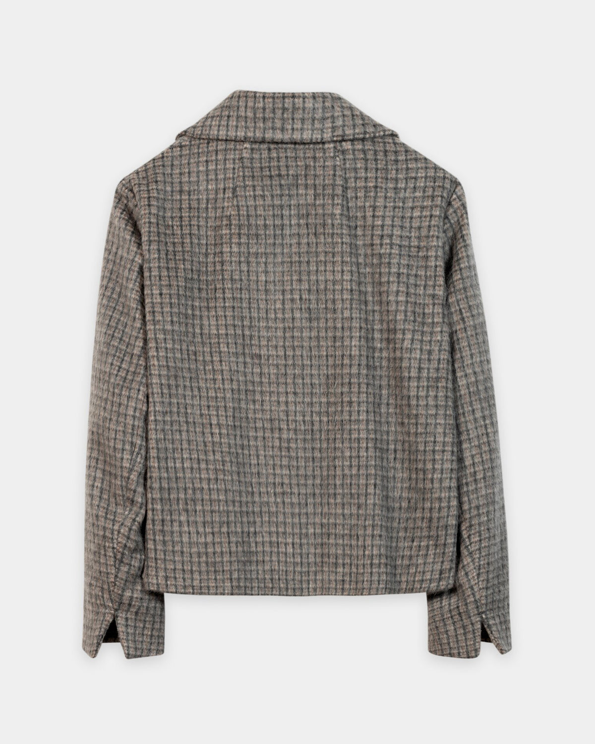 Wool Blend Check Jacket - Heather Grey