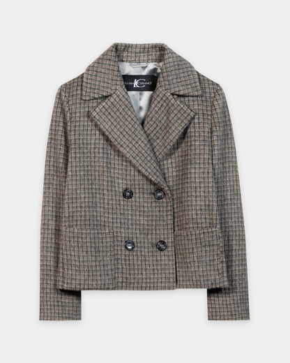 Wool Blend Check Jacket - Heather Grey