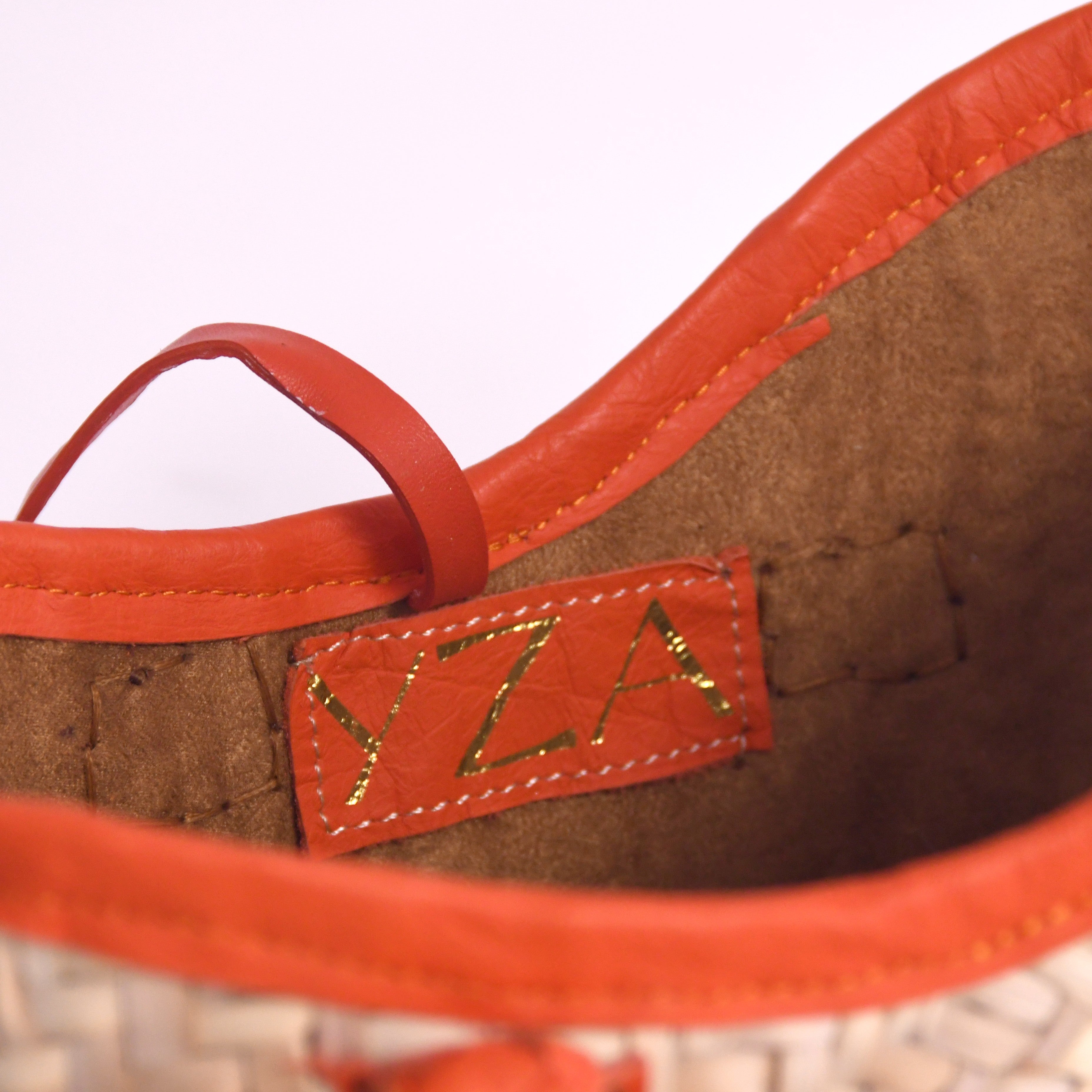 Yza Basket Weave Bag Small - Tangerine