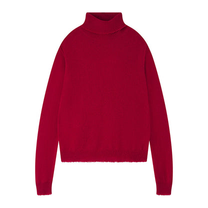 Distressed Roll Collar - Burgundy
