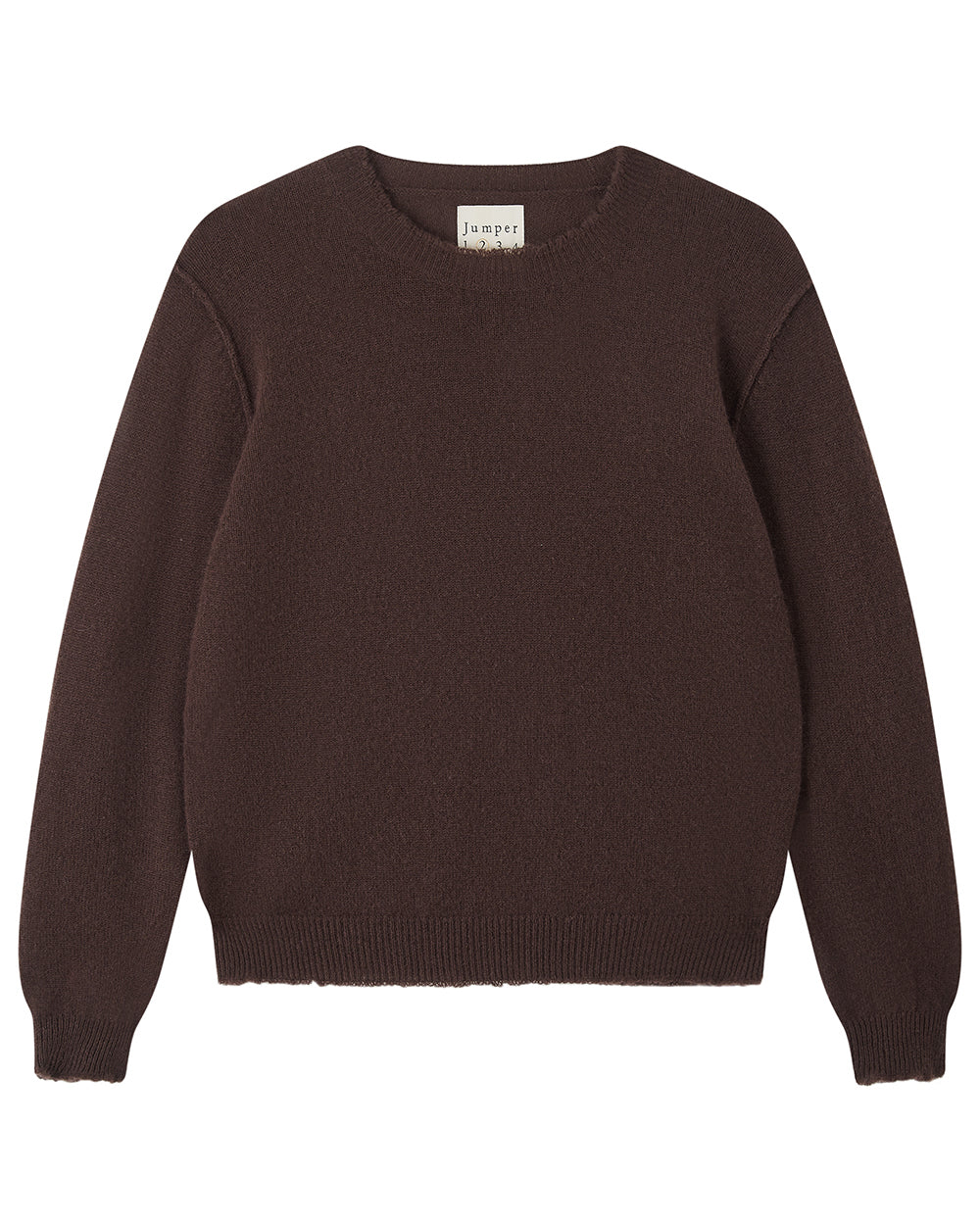 Distressed Cashmere Crew - Dark Brown
