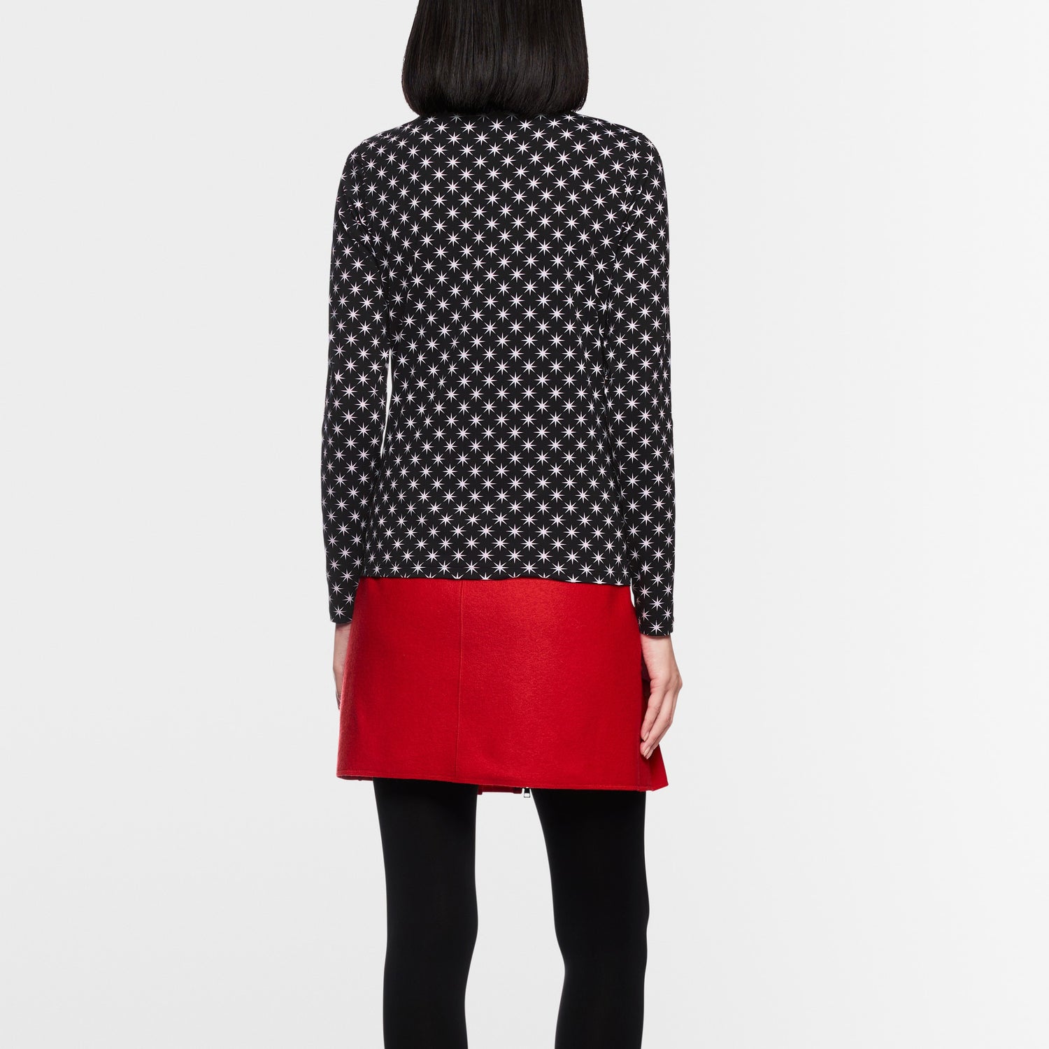 Star Fitted Polo Top - Black And White