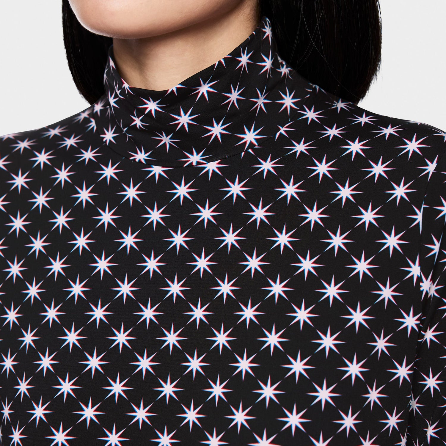 Star Fitted Polo Top - Black And White