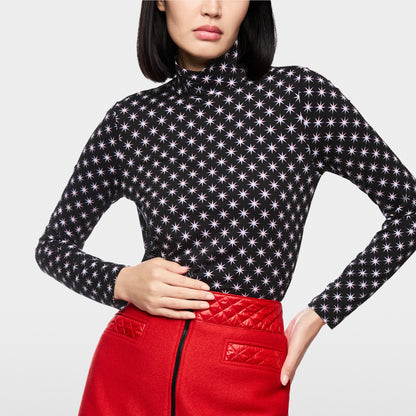 Star Fitted Polo Top - Black And White