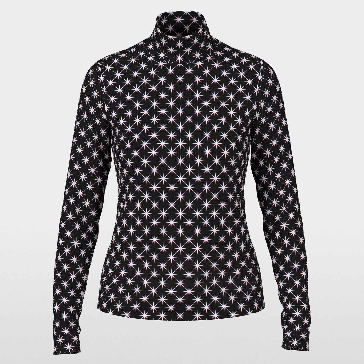 Star Fitted Polo Top - Black And White