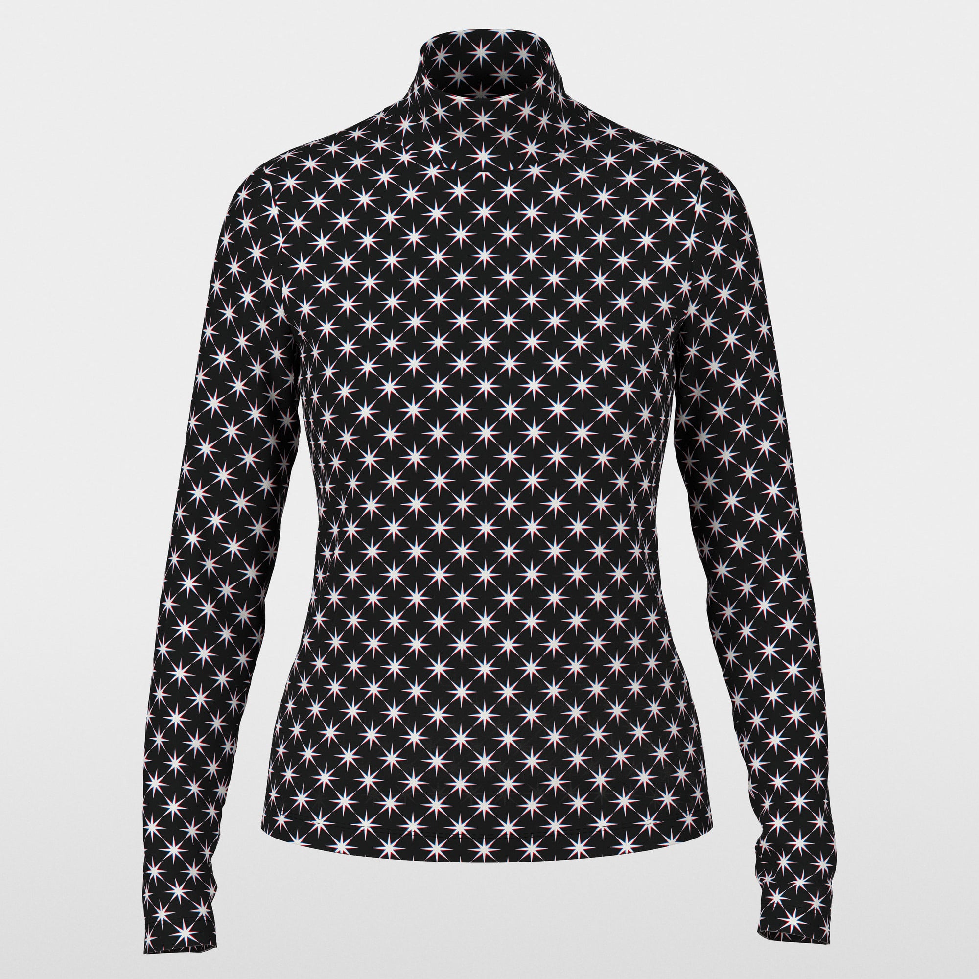 Star Fitted Polo Top - Black And White