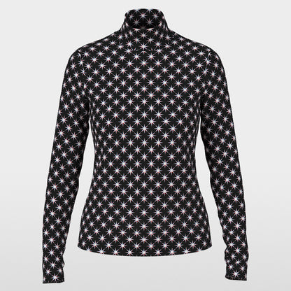 Star Fitted Polo Top - Black And White