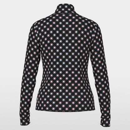 Star Fitted Polo Top - Black And White