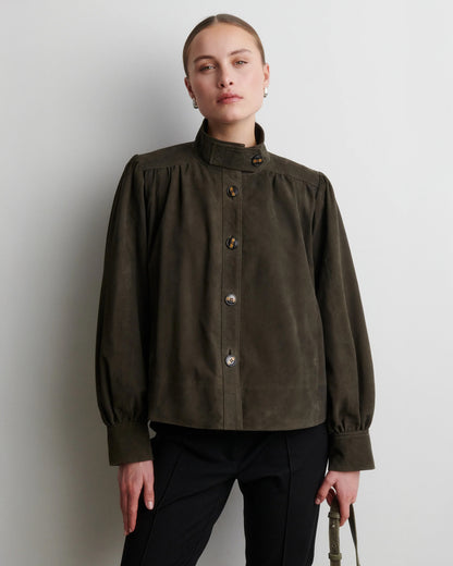 Zonie Suede Jacket - Black Olive