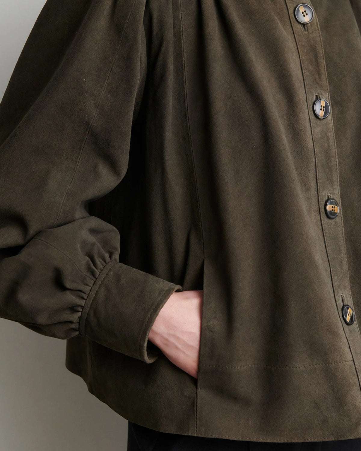Zonie Suede Jacket - Black Olive