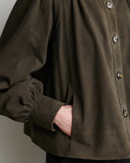 Zonie Suede Jacket - Black Olive