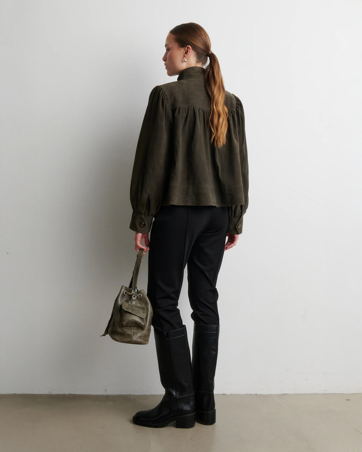 Zonie Suede Jacket - Black Olive
