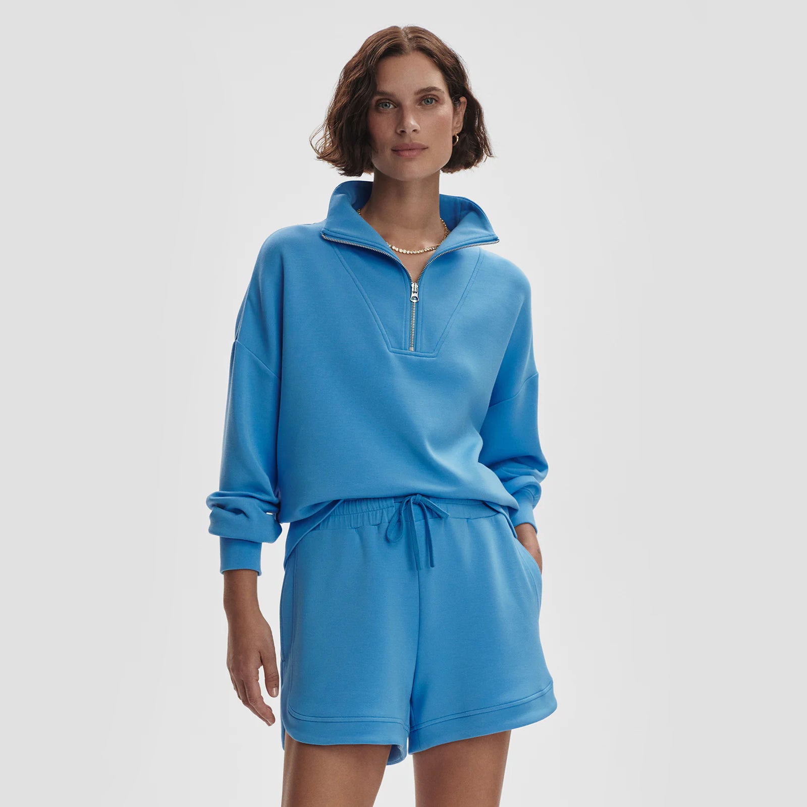 Hawley Half Zip Sweat - Azure Blue