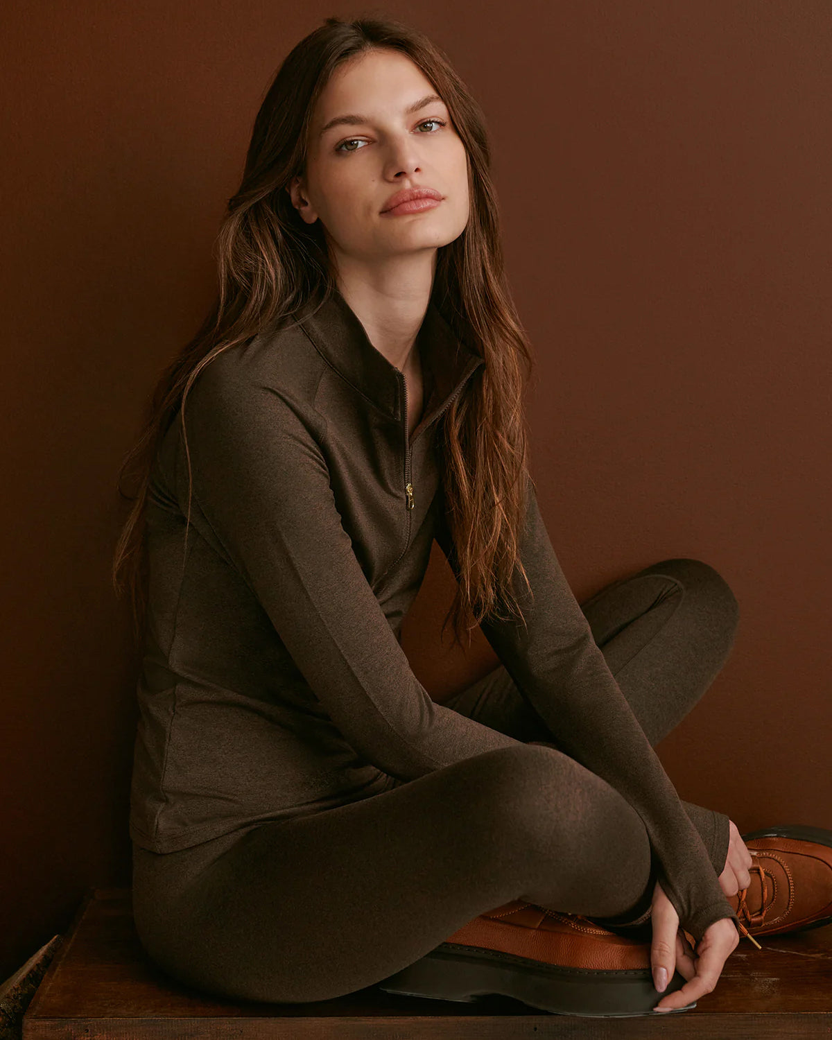 Always Warm Half Zip Baselayer - Deep Chocolate Marl