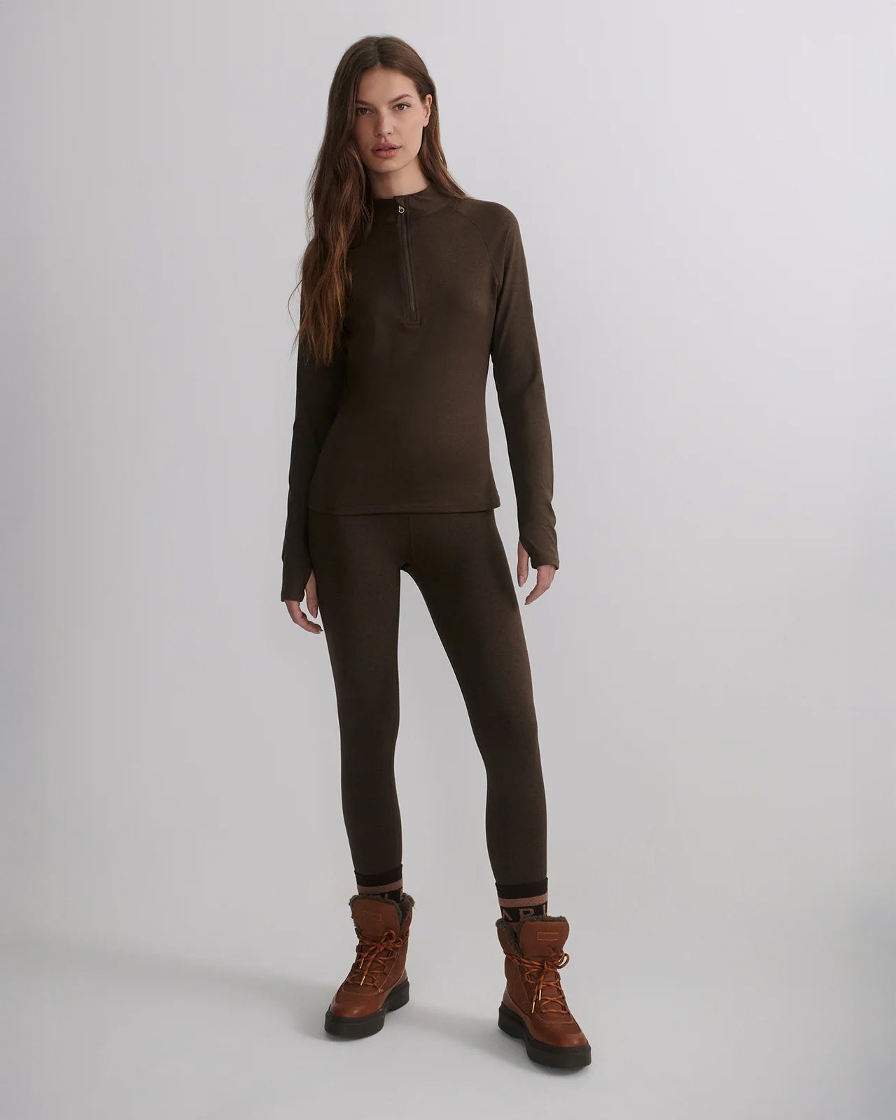 Always Warm Half Zip Baselayer - Deep Chocolate Marl