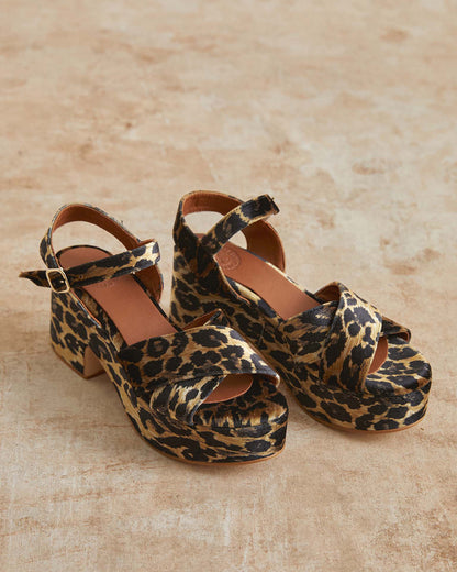 Azalea Leopard Velvet Sandal - Brown