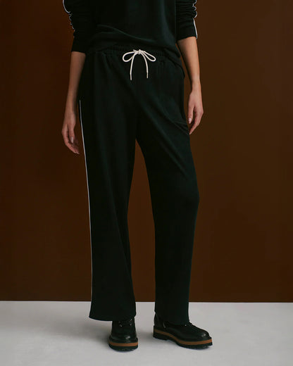 Brushed Rib Straight Leg Trousers 30" - Black / Snow White