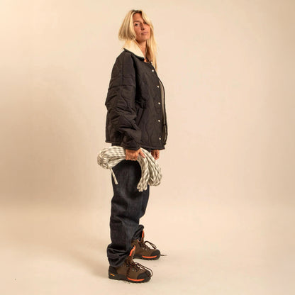 Columbus Fleece Lined Collared Quilt Jacket - Black