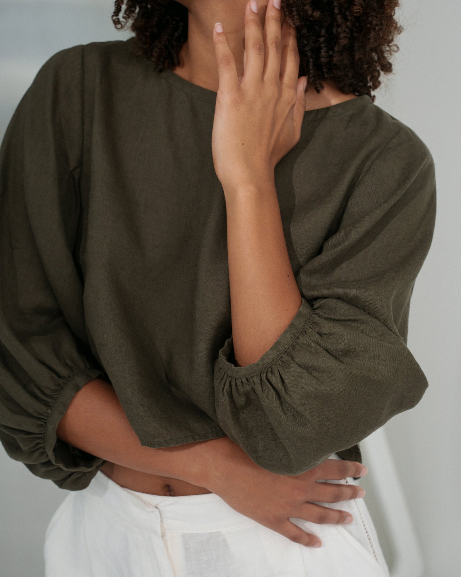 Demi Linen Top - Khaki