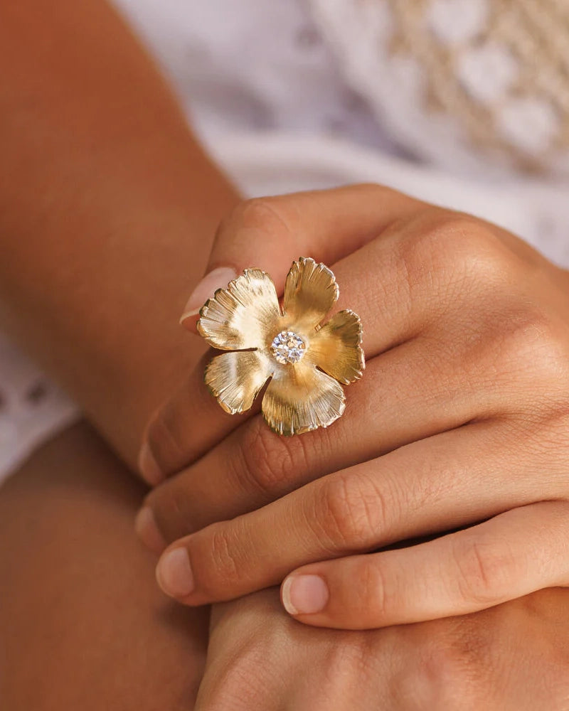 Anemone Ring Gold - Crystal