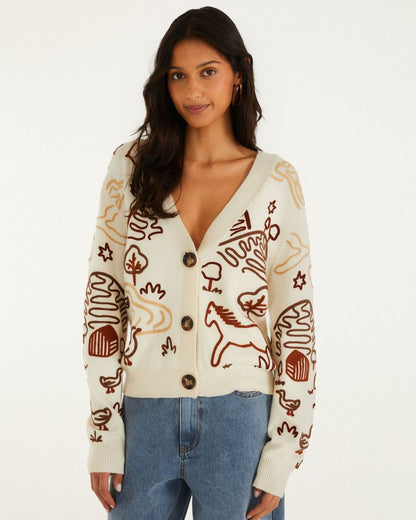 Countryside Cornelli Knit Cardigan - Off-White