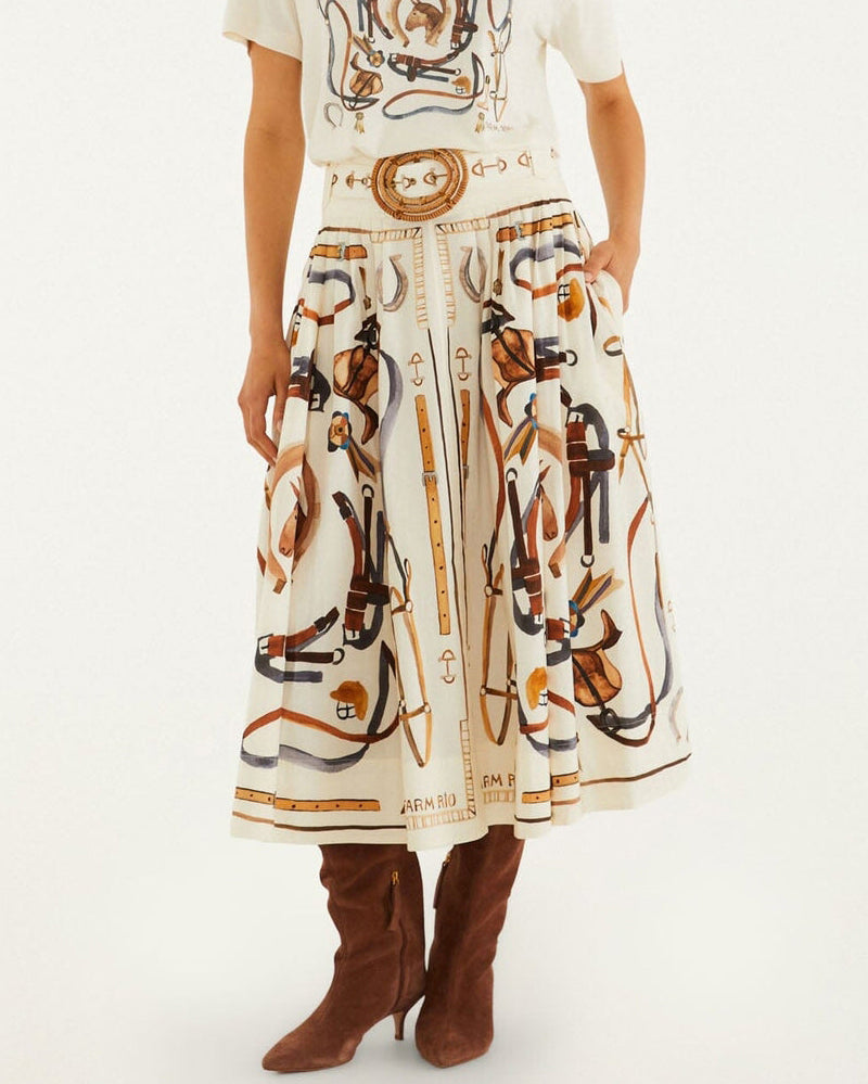 Equestrian Scarf Maxi Skirt - Winter White