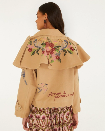 Twill Mini Trench Coat - Beige