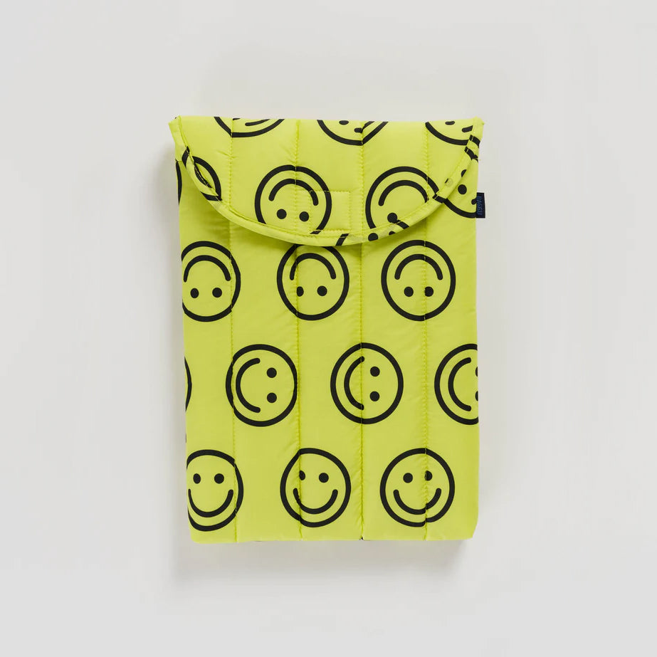 Puffy Laptop Sleeve 13&quot;/14&quot; - Yellow Happy