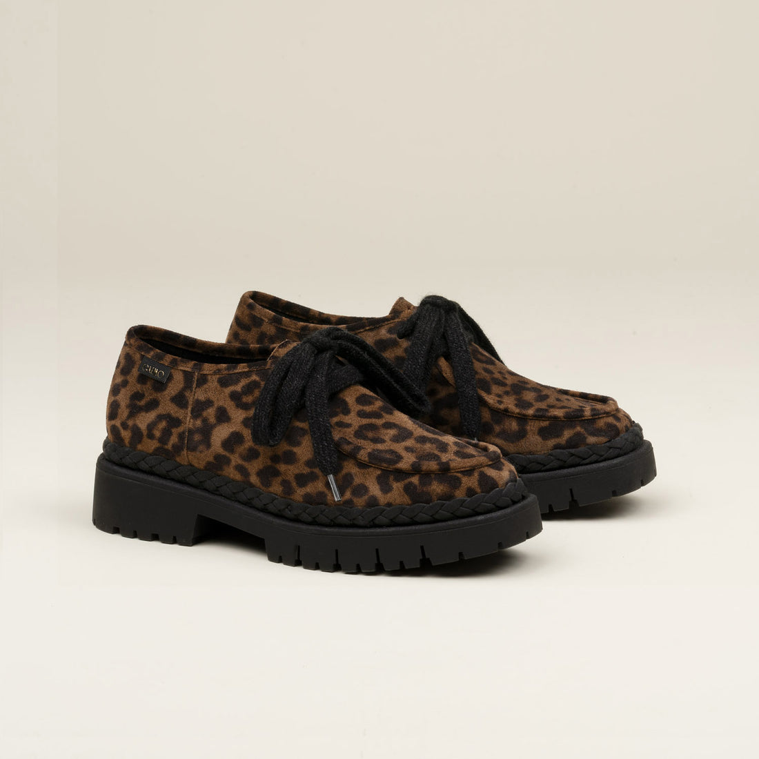 Candia Suede Lace Up Shoe - Animal Print