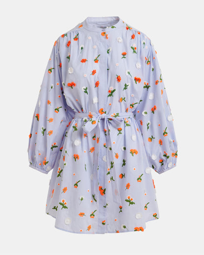 Jalen Embroidered Midi Dress - Nile Blue