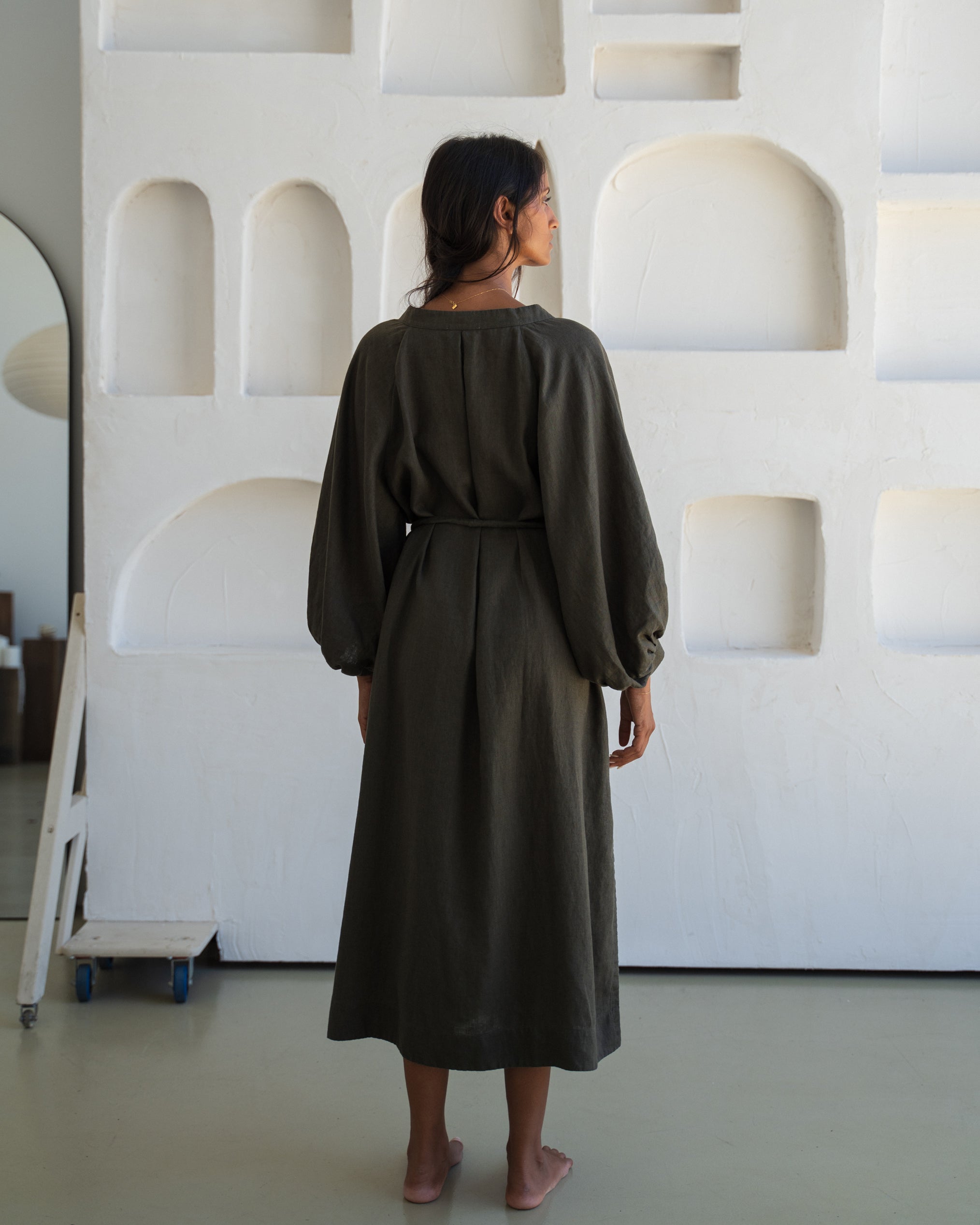 Mae Linen Dress - Khaki