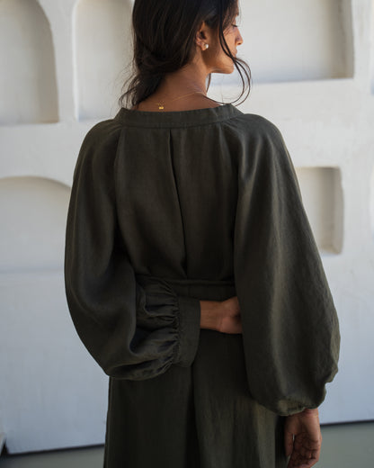 Mae Linen Dress - Khaki