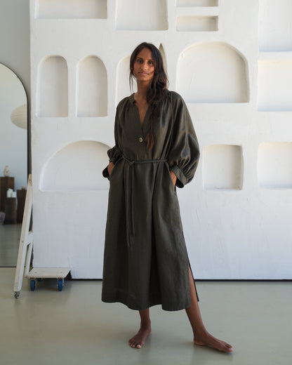 Mae Linen Dress - Khaki