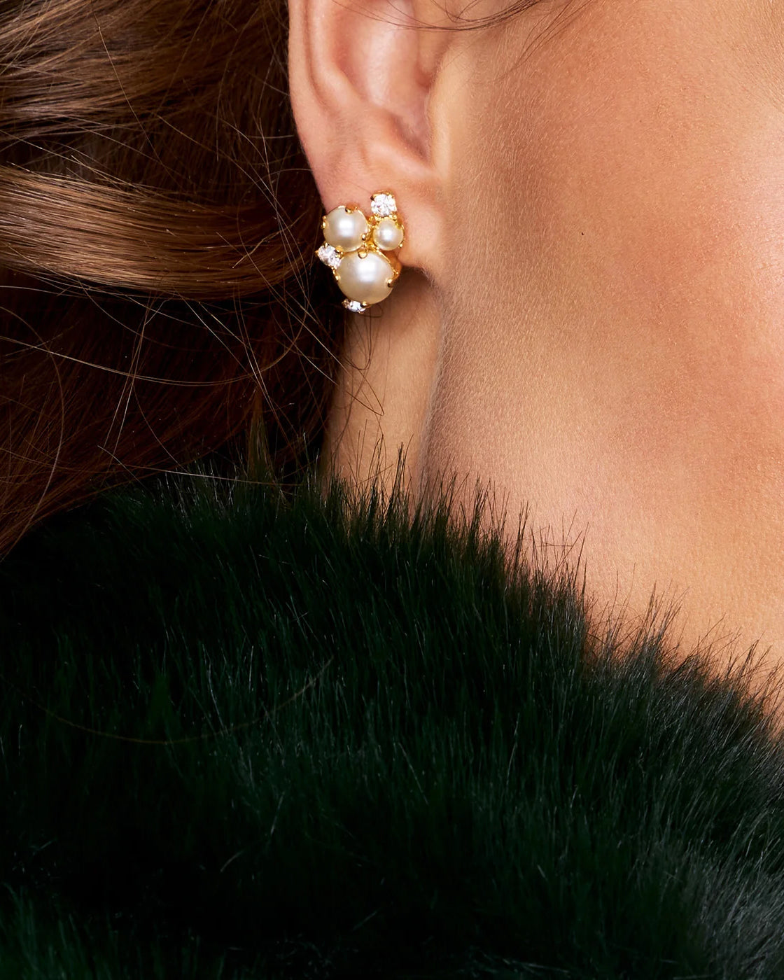 Molly Earrings Gold - Pearl / Crystal