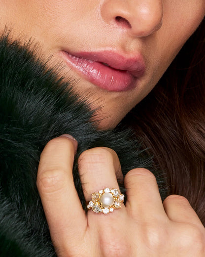 Molly Ring Gold - Pearl / Crystal