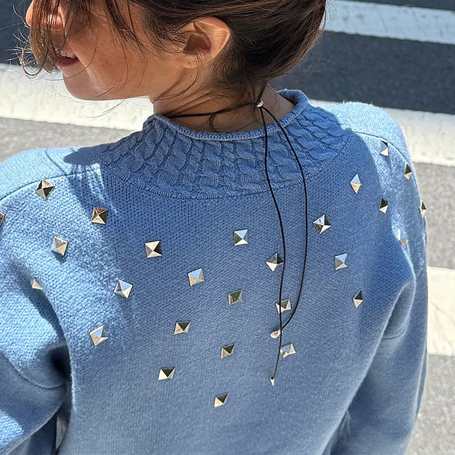 Ice Blue Studded Cardi - Blue