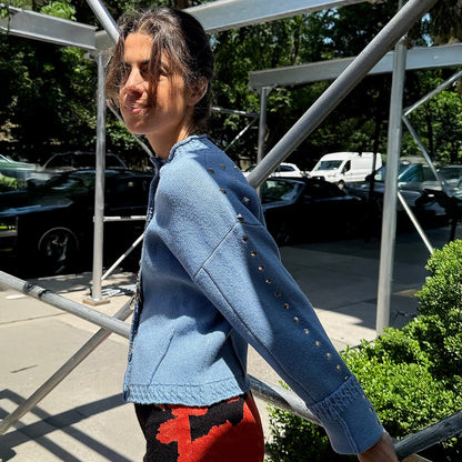 Ice Blue Studded Cardi - Blue