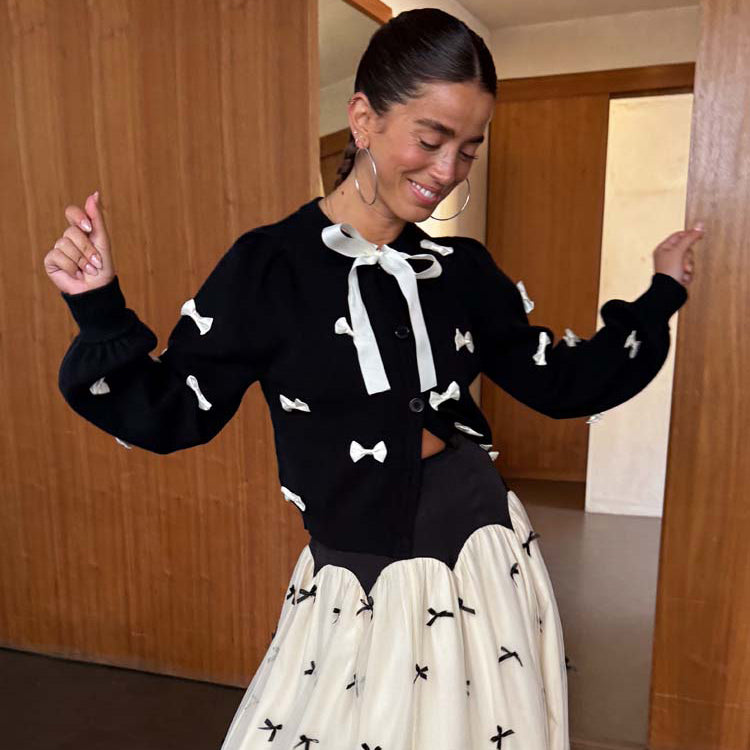 Black Bow Sophie Cardigan - Black