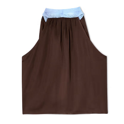 Chocolate Blue Lace Top - Chocolate