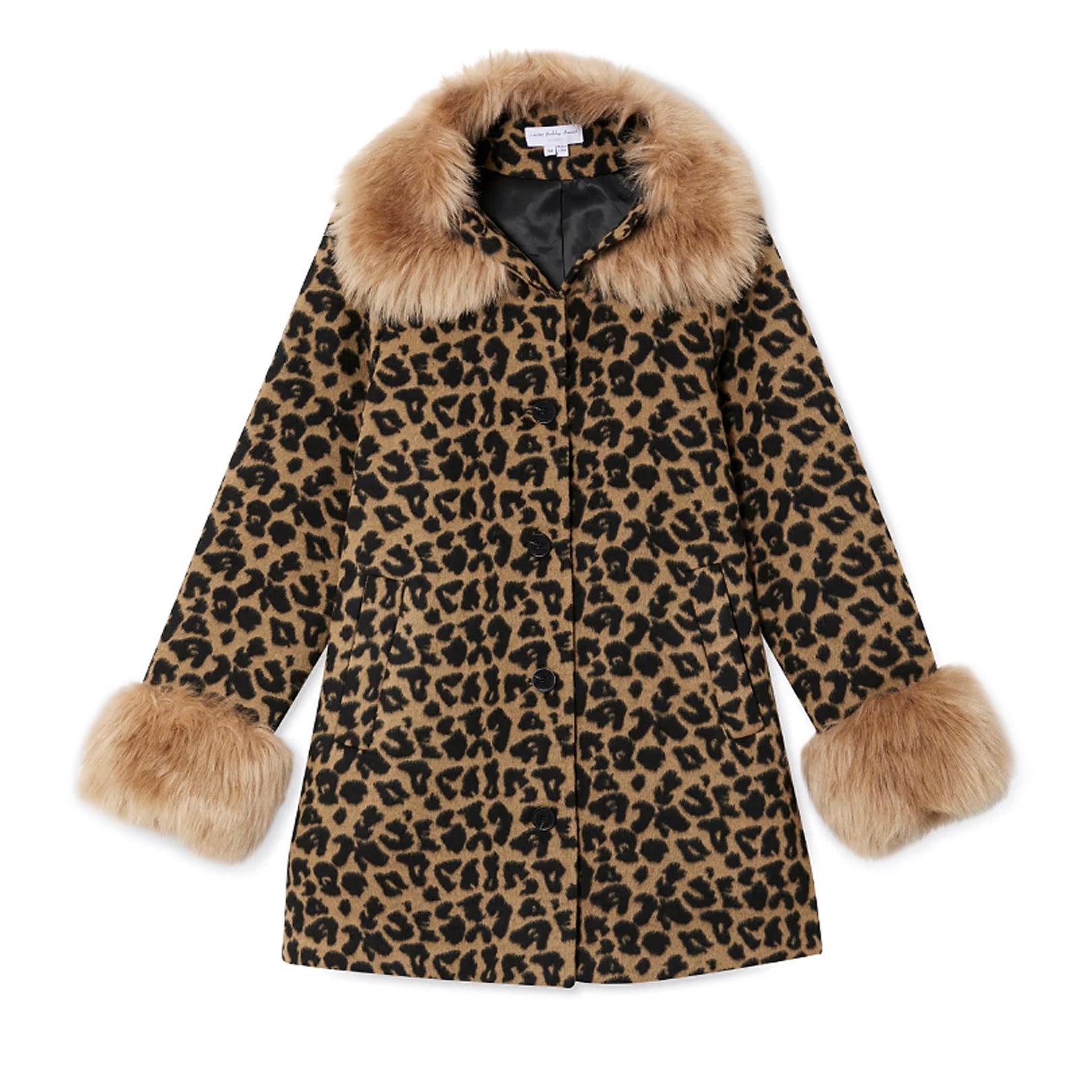 Leopard Coat With Fur Trims - Brown