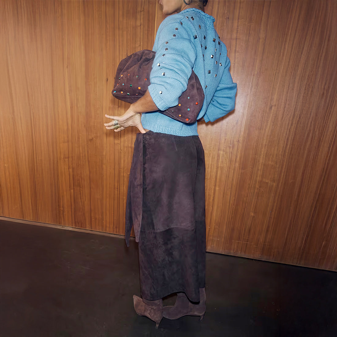 Chocolate Suede Jaspre Skirt - Brown