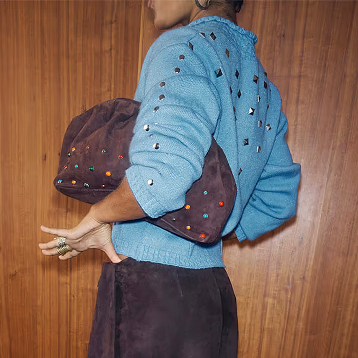 Ice Blue Studded Cardi - Blue