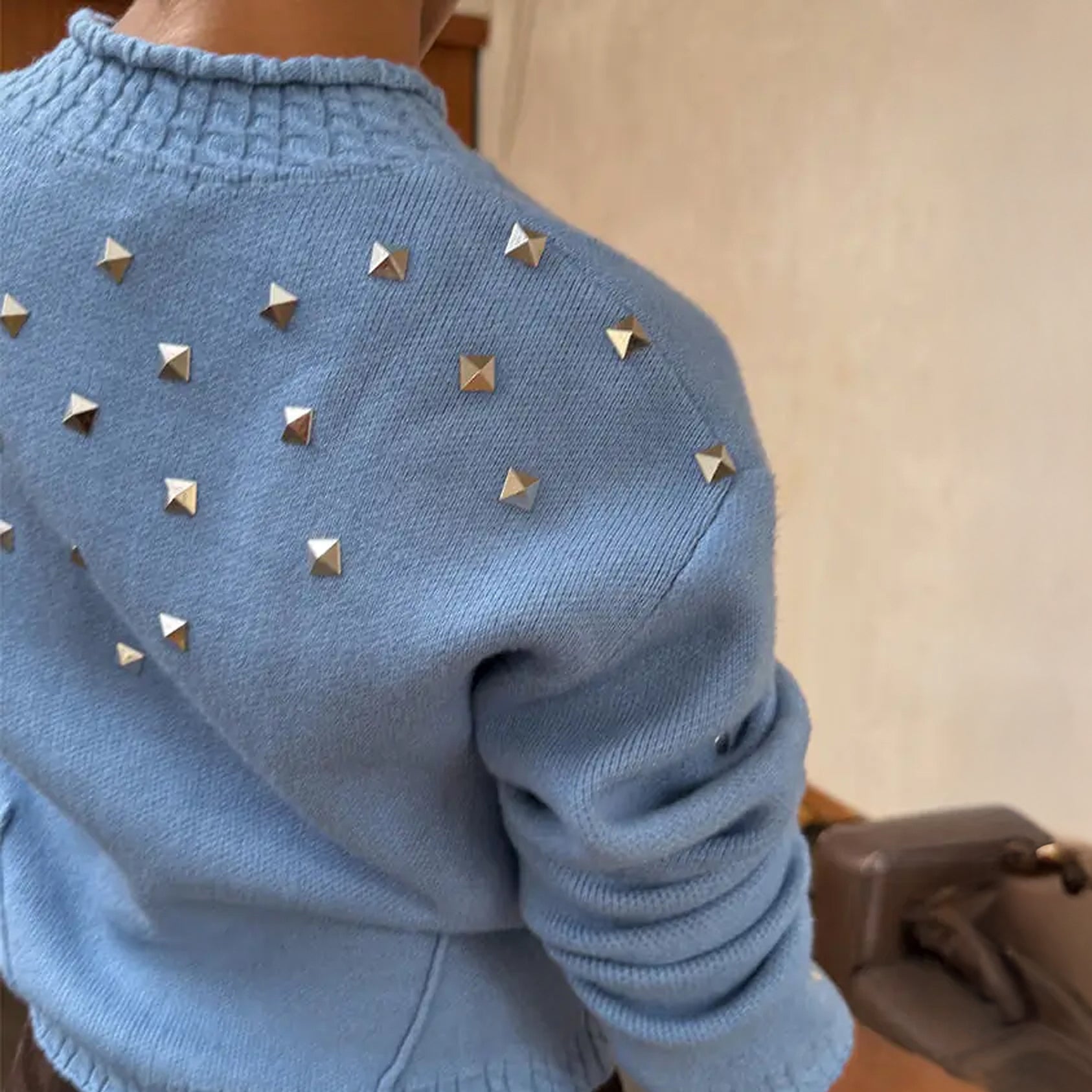 Ice Blue Studded Cardi - Blue