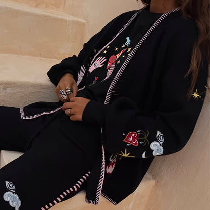 Black Night Garden Knit Cardigan - Black