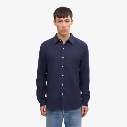 Organic Flannel Shirt - Navy Blue