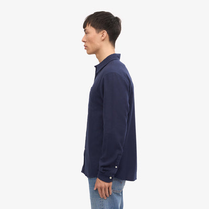 Organic Flannel Shirt - Navy Blue
