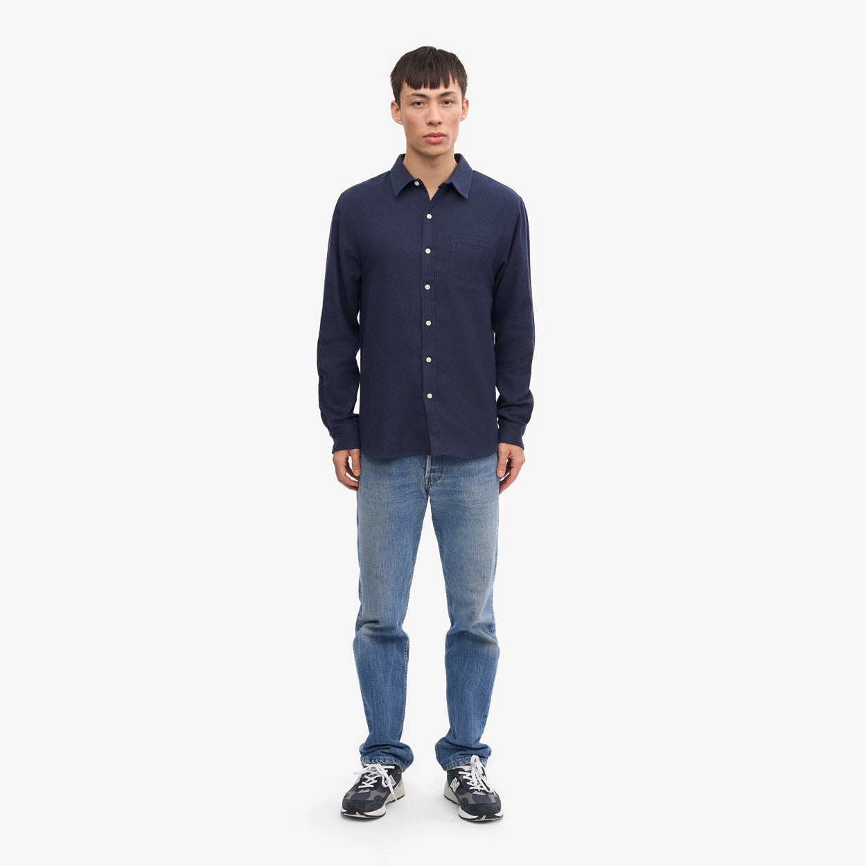 Organic Flannel Shirt - Navy Blue